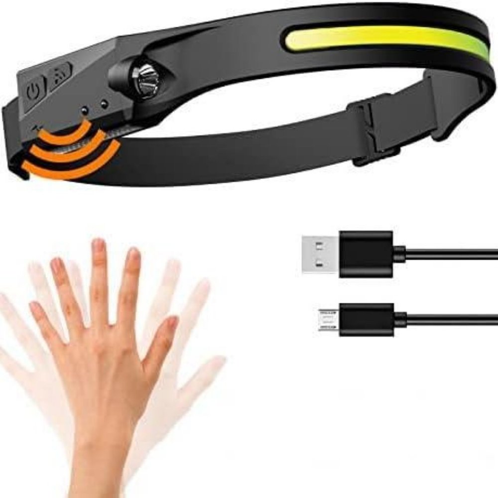 Rechargeable LED Headlamp, Headlamp Flashlight Wide Beam, Lightweight (1 Pack)
